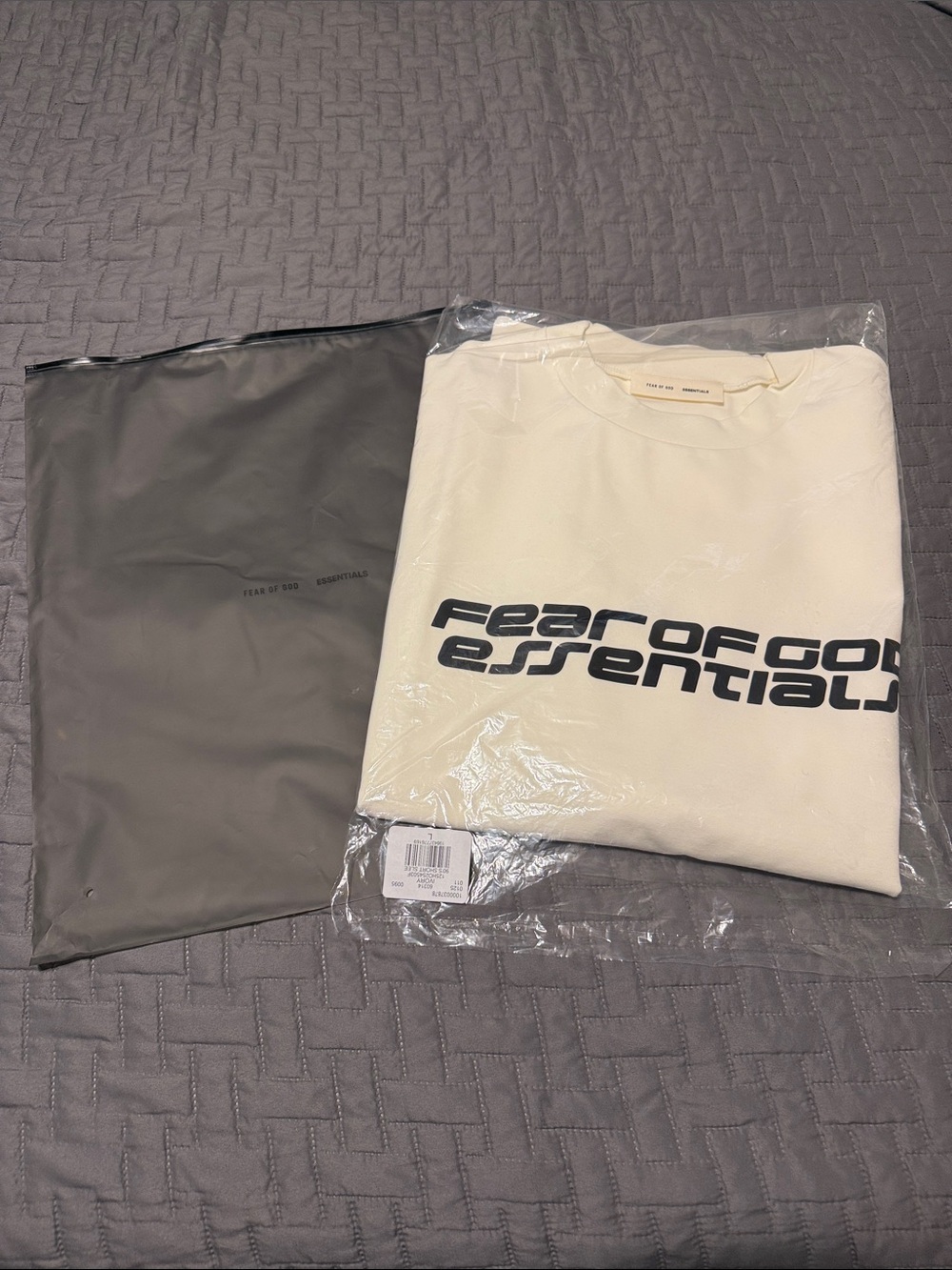 Fear of God Essentials Short Sleeve Tee - Cream with Black Logo